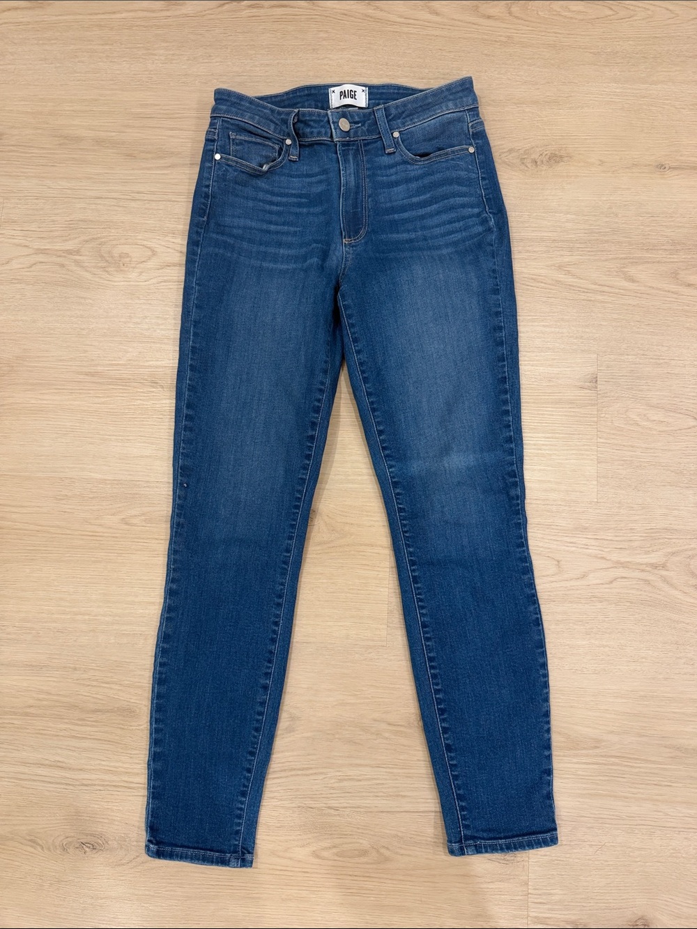 PAIGE 27 Slim Fit Skinny Jeans in Medium Blue Wash